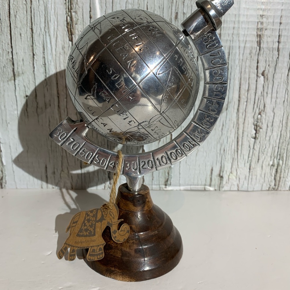 Silver and Brown Vintage Style Globe Decor